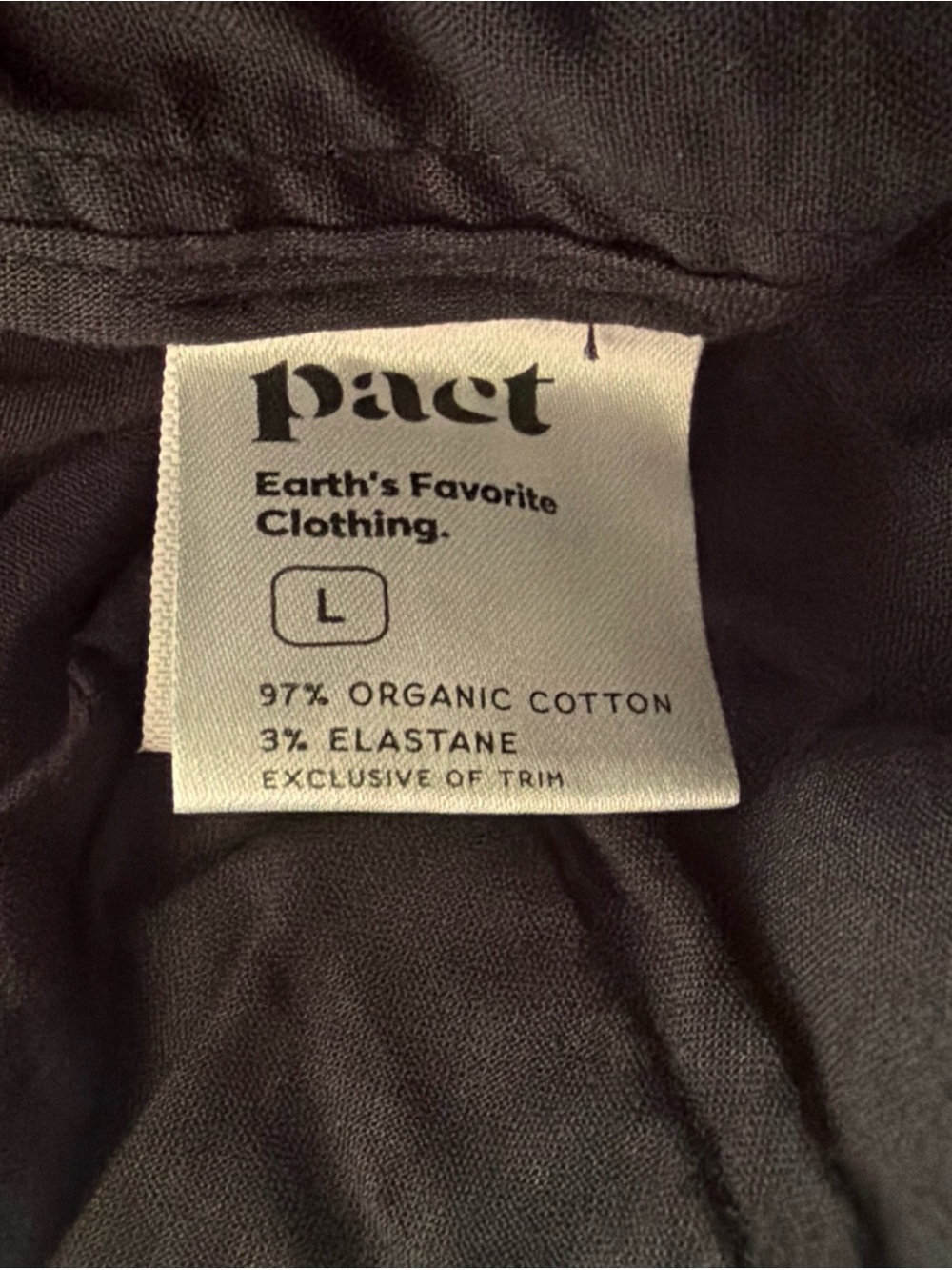 Pact Women’s Organic Cotton Boulevard Brushed Twill Chino Pants Black L - Picture 7 of 7